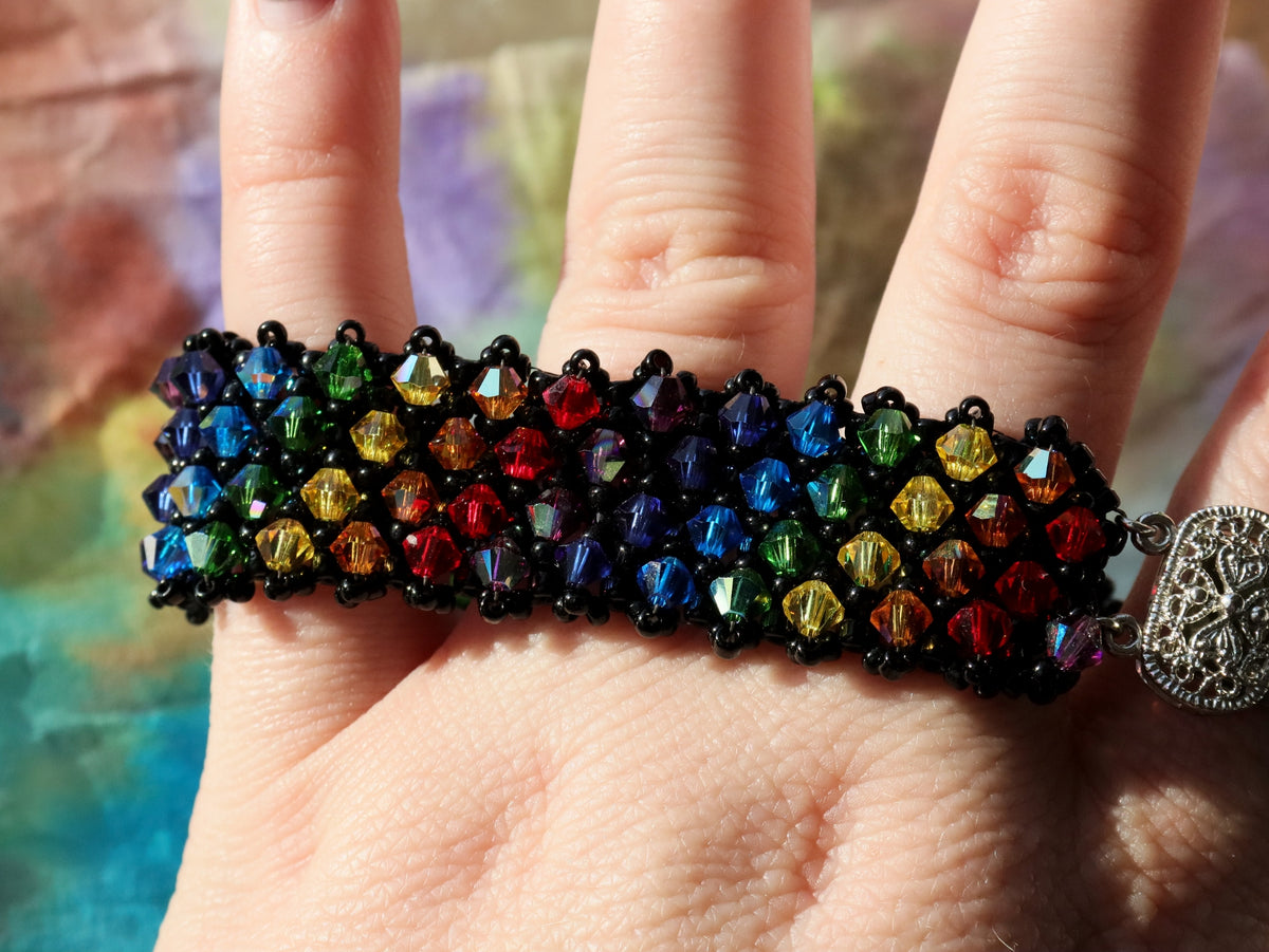 Woven Rainbow Seed Bead Bracelet