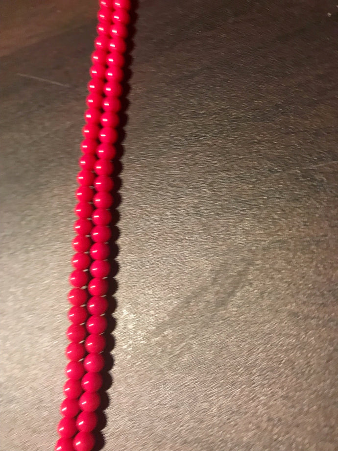 DRK126, Druk Bead, 4mm, Fuchsia, 16in strand