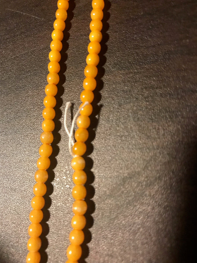 DRK128, Druk Bead, 4mm, Tangerine, 16in strand