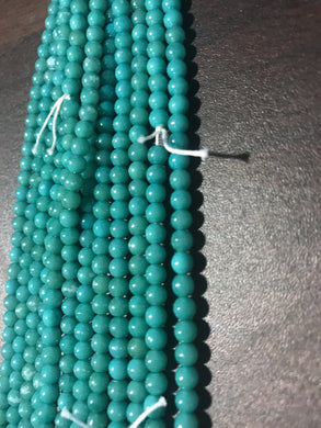 DRK129, Druk Bead, 4mm, Teal, 16in strand