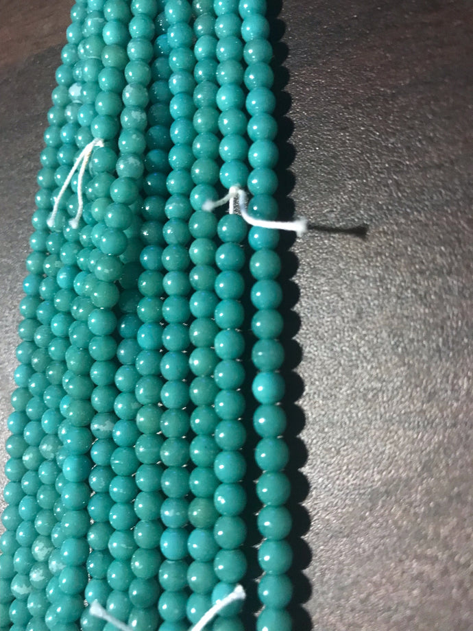 DRK129, Druk Bead, 4mm, Teal, 16in strand