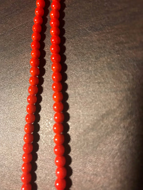 DRK141, Druk Bead, 4mm, Red Orange, 16in strand