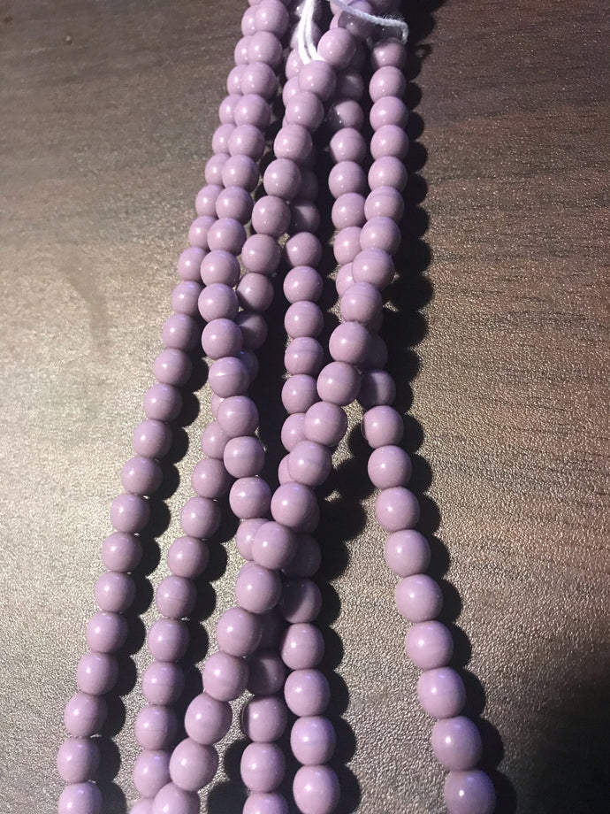 DRK32, Druk Bead, 6mm, Opaque Purple, 16in strand