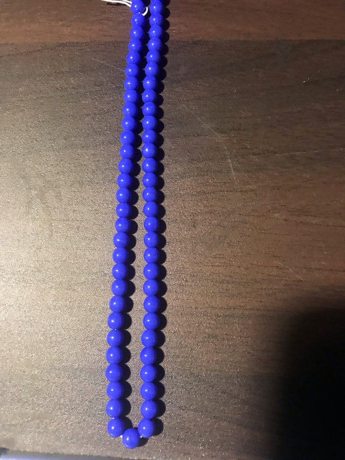 DRK33, Druk Bead, 6mm, Blue Opaque, 16in strand