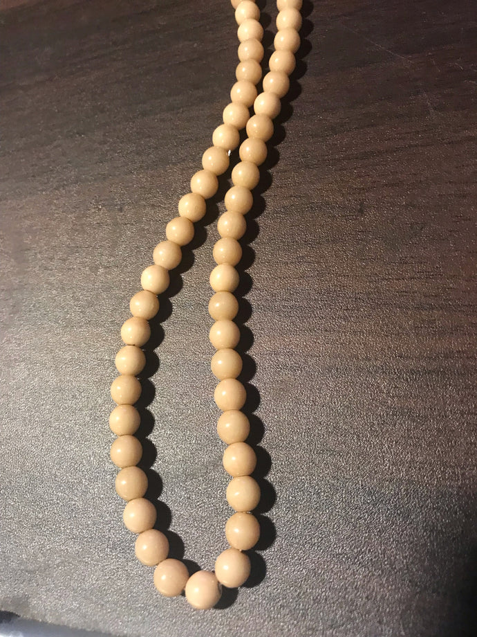 DRK42, Druk Bead, 6mm, Beige, 16in strand