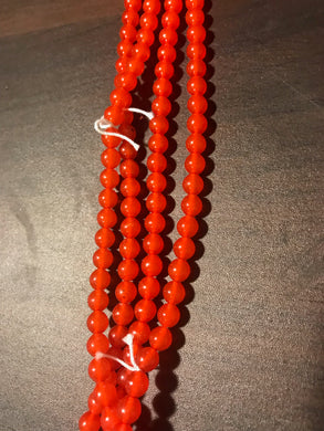 DRK49, Druk Bead, 6mm, Red/Orange, 16in strand