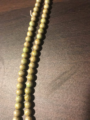 DRK61, Druk Bead, 6mm, Light Green Granite