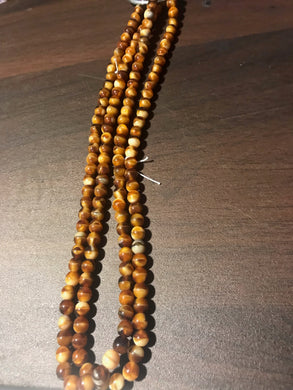 DRK67, Druk Bead, 6mm, Gold/Brown, 16in strand