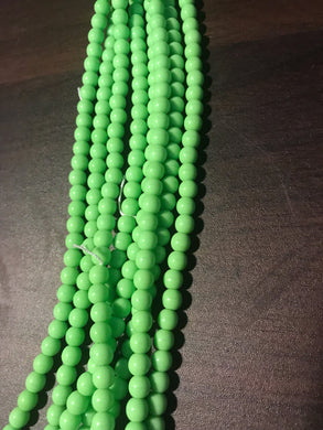 DRK6, Druk Bead, 6mm, Opaque Green, 16in strand