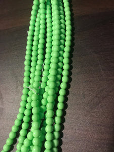 DRK6, Druk Bead, 6mm, Opaque Green, 16in strand