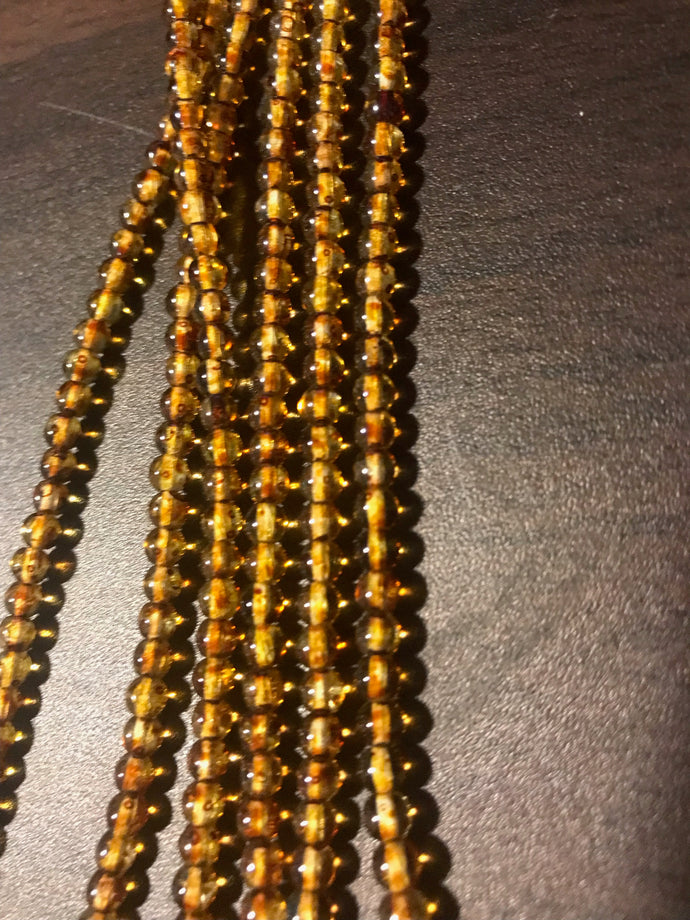 DRK79, Druk Bead, 4mm, Tortoise Luster, 16in strand