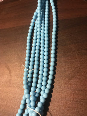 DRK8, Druk Bead, 6mm, Turquoise Opaque, 16in strand