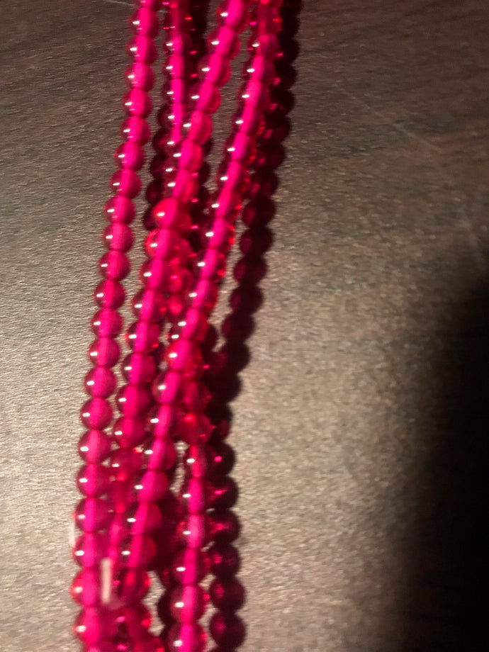 DRK95, Druk Bead, 4mm, Hot Pink, 16in strand