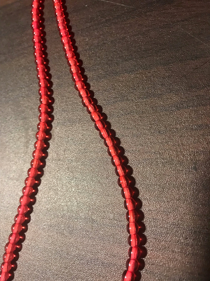 DRK97, Druk Bead, 4mm, Red, 16in strand