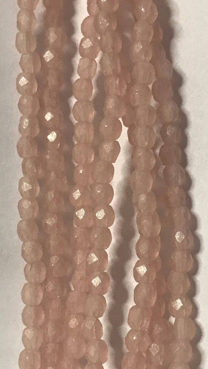 FP287, Fire Polish, 2mm, Flash Pearl Milky Pink, 50 beads (1 strand)