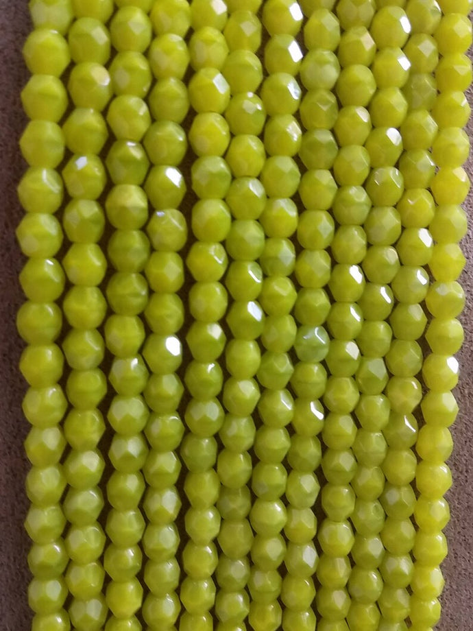 FP71, Fire Polish, 4mm, Chartreuse, 50 beads (1 strand)