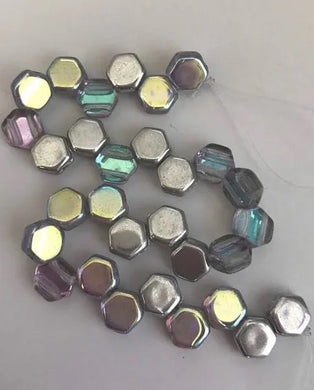 HC4, Honeycomb Bead, 6mm, Crystal Silver Rainbow Per Strand