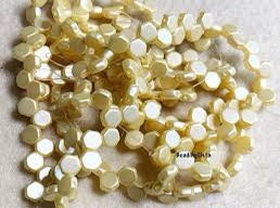 HC6, Honeycomb Bead, 6mm, Pastel Cream Per Strand