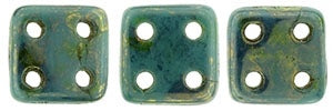 SC481, Czech Quadratile, 6mm, Persian Turquoise Bronze Picasso