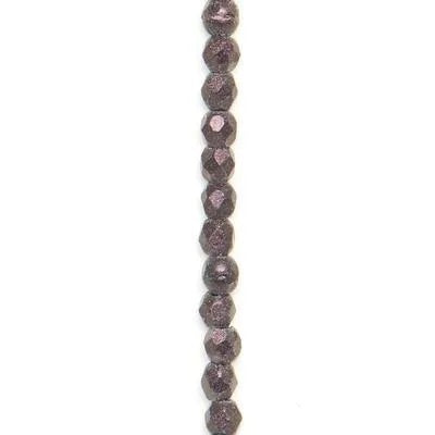 FP176, Fire Polish, 2mm, Metallic Suede Dark Plum, 50 beads (1 strand)